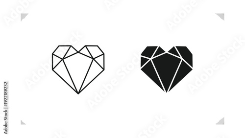 Stylish Geometric Heart Icon for Love, Romance, Health & Emotional Concepts