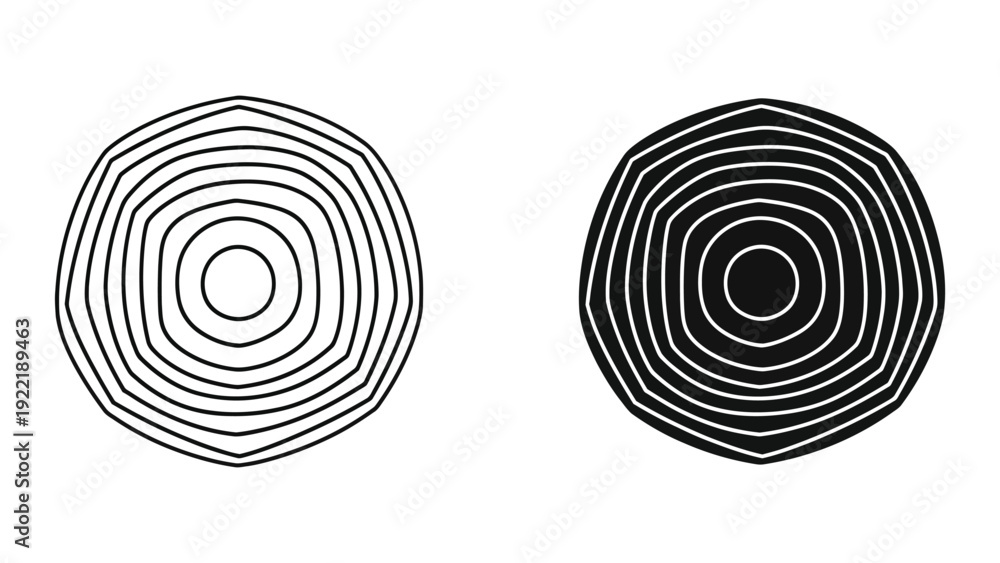 Fototapeta premium Abstract Geometric Concentric Circle Pattern Icon Set