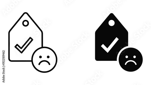 Customer Feedback and Price Tag Icon Set with Sad Face