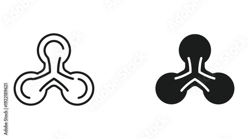 Fidget Spinner Toy Icon - Trendy Stress Relief Gadget in Outline and Solid Black