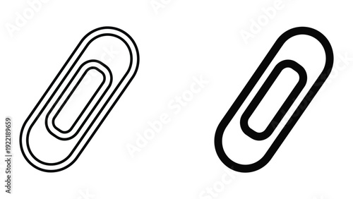 Classic Straight Paperclip Icon in Outline and Solid Black Styles