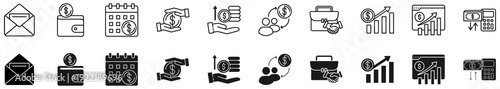 Salary icon set. Profit and income symbol.