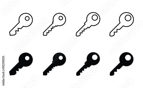 Key icons in outline and solid styles representing access and security