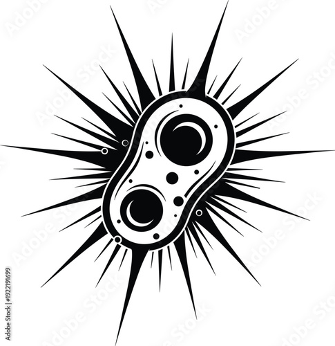 Spiked pathogen icon showing cellular division and replication vector