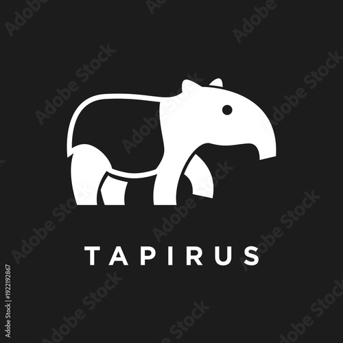 Stylized Tapir Vector Logo on Black Background with "TAPIRUS" Text