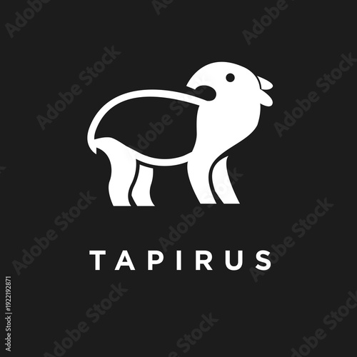 White Minimalist Tapir Logo Design on Solid Black Background