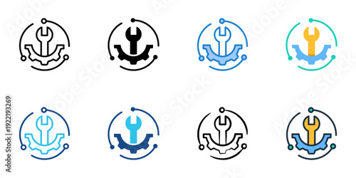 Infrastructure Repair icons set multiple style collection. Editable stroke 
