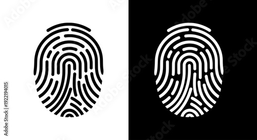 Fingerprint vector icon set. Includes two distinct fingerprint symbols. Created in black and white line art style.