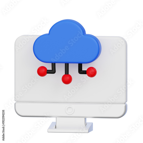 Cloud computing technology connecting to computer with digital data transfer for network access and remote data storage services