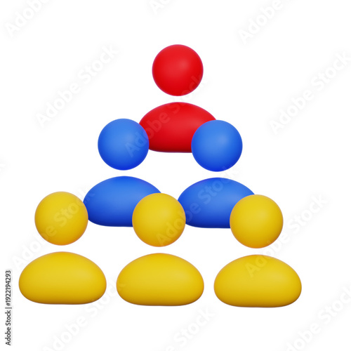 3D Pyramid Diagram Illustrating Hierarchical Structure with Diverse People Icons