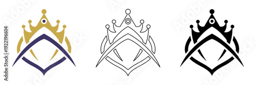Vector illustration of modern crown jewelry icon for royal fashion