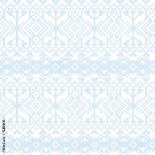Winter Holiday Fashion Textile Seamless Snowflake Pattern Design For Computer Graphics And Printed Goods In Light Blue And White