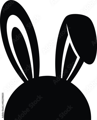 Black silhouette of a bunny head with ears