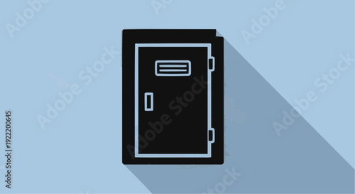 Illustration of a safe with a shadow on the floor, viewed from directly above, depicting security and storage