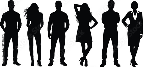 Business people standing silhouettes vector collection for corporate team professional group and leadership concept design