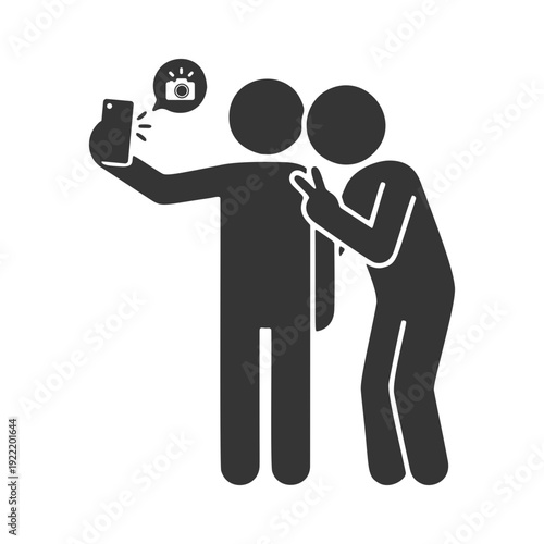 自撮りする二人組のシルエットアイコン