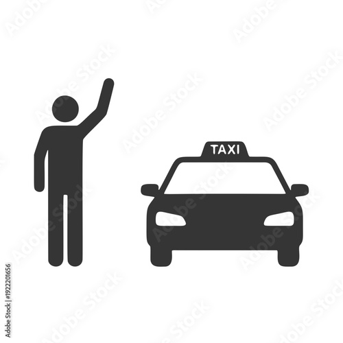 タクシーを呼ぶ人物のシルエットアイコン