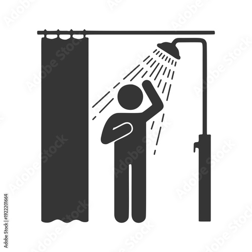 シャワーを浴びる人物のシルエットアイコン