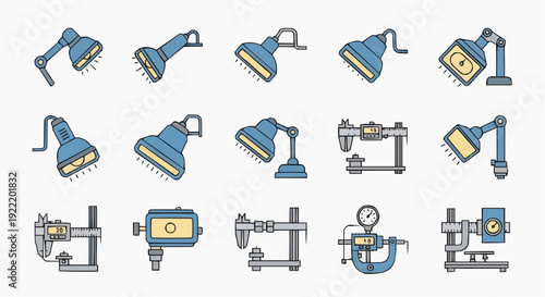 Collection of various industrial machinery and equipment icons displayed in a grid layout