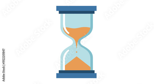 Hourglass with flowing sand, time passing concept, isolated on white background