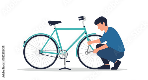 Man repairing a vintage bicycle