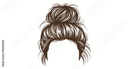 Messy Bun Hairstyle Vector Illustration - Casual Updo for Women