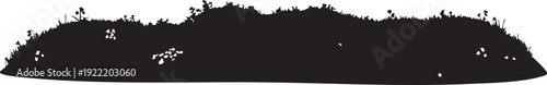 A black silhouette of a grassy hill against a white background