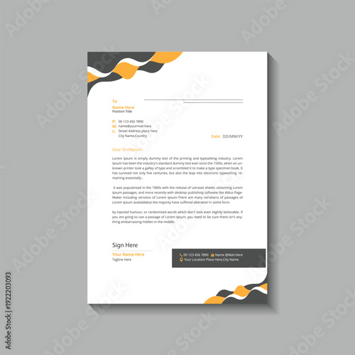Clean and professional corporate company business letterhead template design