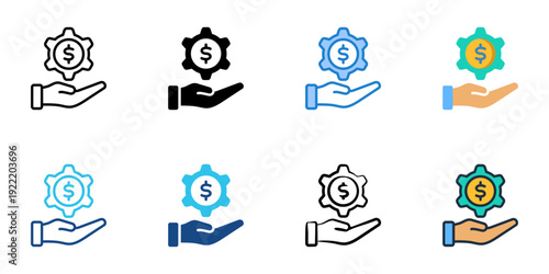 Financial Assistance icons set multiple style collection. Editable stroke 
