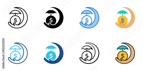 Disaster Relief Fund icons set multiple style collection. Editable stroke 
