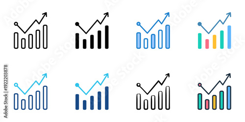 Economic Recovery icons set multiple style collection. Editable stroke 
