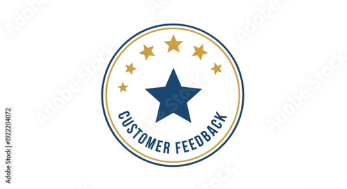 Customer feedback rating star symbol with gold stars on white background for evaluation and review