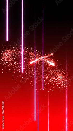 Vibrant Red Background with Neon Lights.