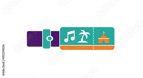 Colorful wristband with tropical icons for travel and music