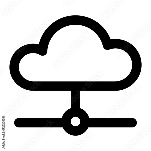 Vector graphic illustrating cloud computing network connection, symbolizing digital data transfer and remote server access.
