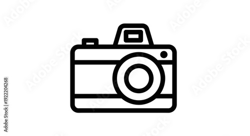 Modern Camera Icon Vector Illustration, Minimalist Line Art Photography Symbol
