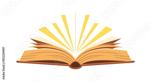 Open Book with Radiant Light Rays, Symbolizing Knowledge and Enlightenment