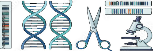 Exploring the Intricate World of DNA and Genetic Manipulation A Scientific Concept Illustrating Research Tools for Life's Blueprint and Biotechnology Advancements