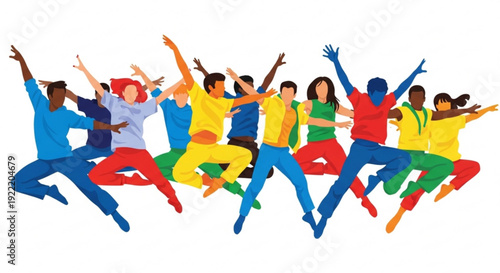 Playful dog in colorful jester costume with green background happy expression