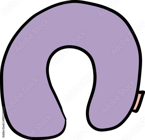 Hand drawn doodle of a neck pillow, comfortable travel flight accessory isolated on white
