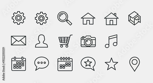 Set of thin line icons for web and mobile design. Minimalist icons.