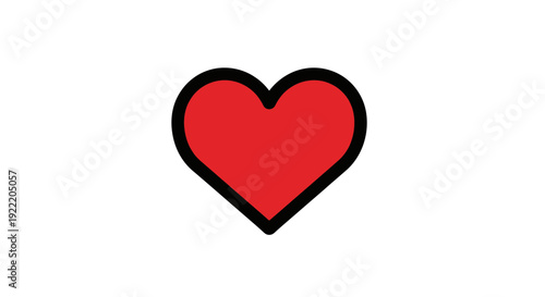 Simple Red Heart Icon Isolated on White Background