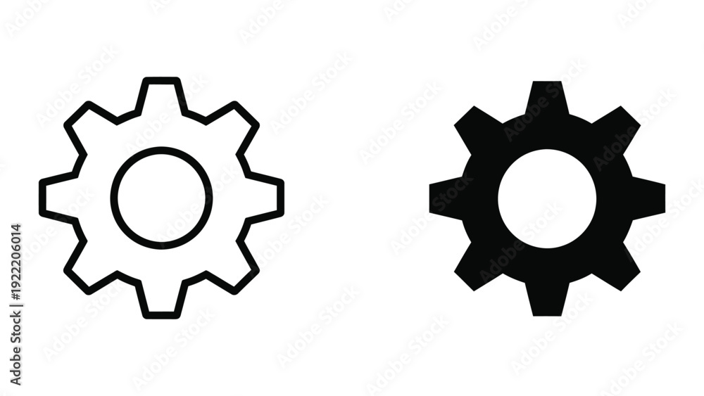 Fototapeta premium Minimal Settings Cog and Engineering Gear Vector Icons