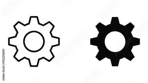 Minimal Settings Cog and Engineering Gear Vector Icons