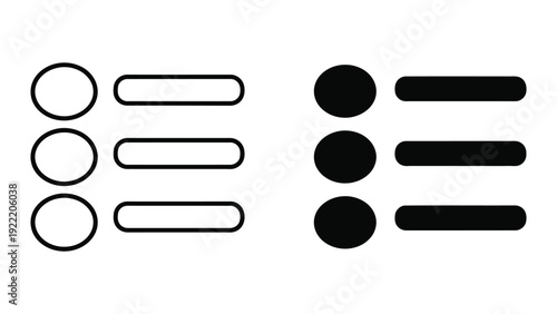 Rounded Bullet List and Navigation Menu Interface Symbols