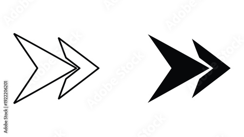 Fast Forward Double Arrow Right Direction Icon Set