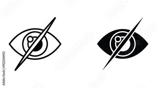 Eye with Slash Icon for Invisible Private Mode Vector Illustration