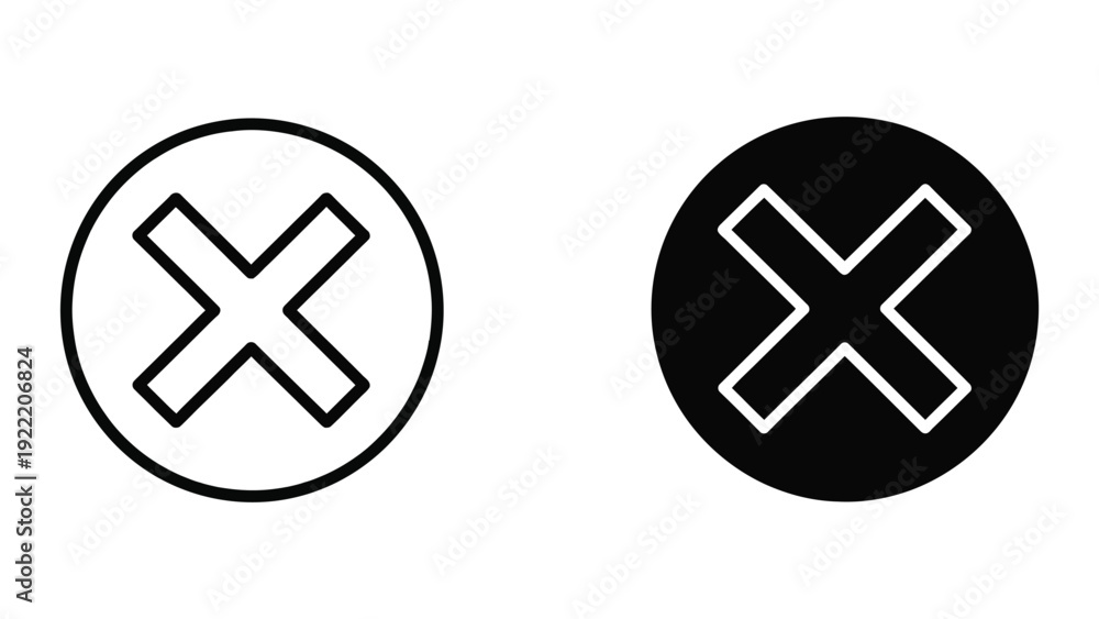Fototapeta premium Minimalist Circle Cross Icons for Cancel Actions