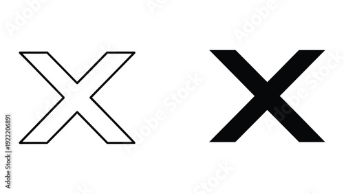 Bold Stylized X Cross Icons for Interface Symbols