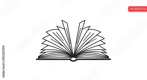 Open book with pages fanned out symbolizing education learning and knowledge on a white background